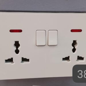 Double Universal Socket White with Neon