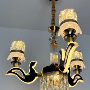 RFL250107/3 – Modern Crystal LED Chandelier (Gold and Black)